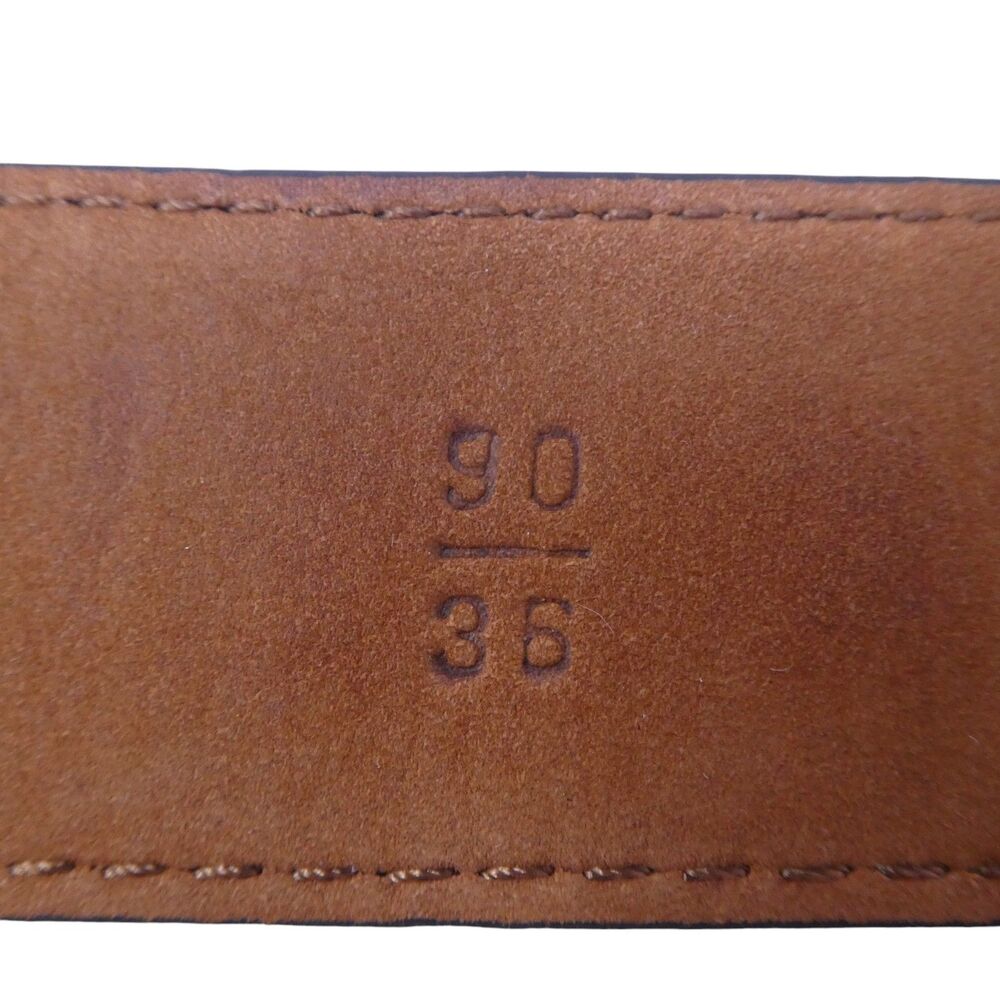 Cole Haan Brown Leather Sold Brass Buckle Mens Belt - Picture 11 of 11